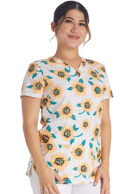 Bluza medyczna damska o wzorze Sunflower Power